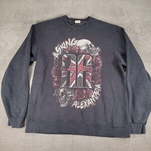 Asking‎ Alexandria Vintage Y2K Sweatshirt Skull Roses Metalcore Size Large